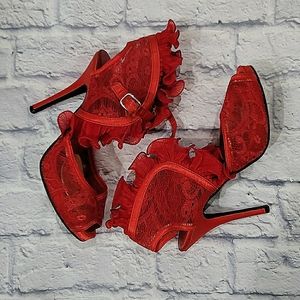 ‼️SOLD‼️ 
Sexy Red Lace Heels